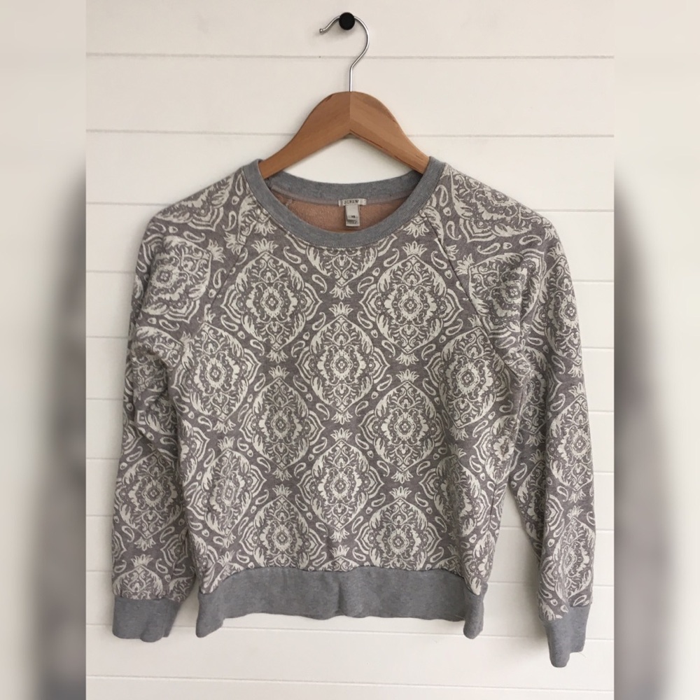 J.Crew Paisley Patterned Printed Crewneck Sweatshirt Pullover Top Knit Shirt